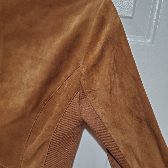 Soia & Kyo Genuine Pig Suede Zipper Jacket Stretchy Side Panels Size XS - Picture 12 of 16